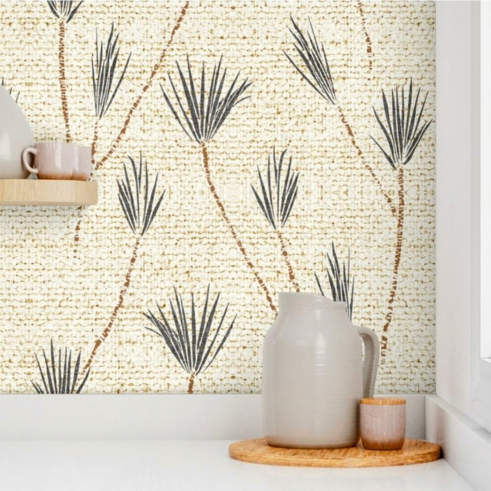 Spoonflower "Earthen Palm" wallpaper, 2 Rolls